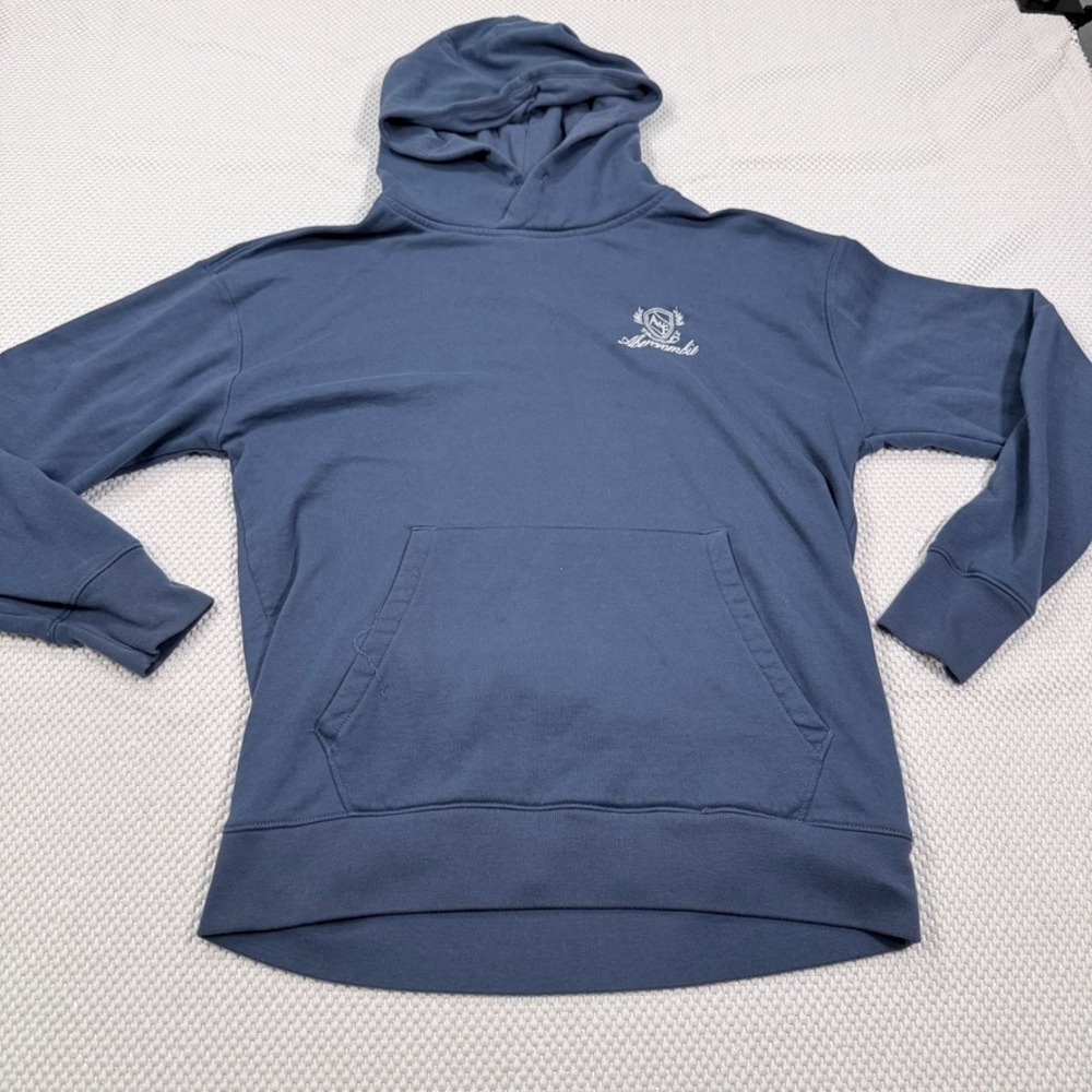 Abercrombie & Fitch Relaxed Hoodie Mens M Blue Soft A&F Fleece Pullover Crest